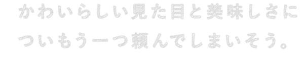 かわいらしい見た目と美味しさについもう一つ頼んでしまいそう。